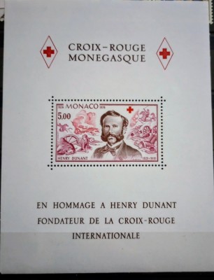 Monaco 1978 Crucea Roșie Henry Dunant bloc neștampilat foto