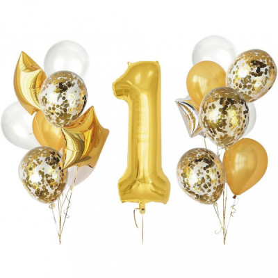 Set 16 baloane aniversare 1 an - Auriu foto
