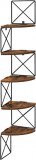 Cumpara ieftin Raft de colt, Vasagle, LLS851B01, Maro Rustic, 20 x 20 x 127.5 cm