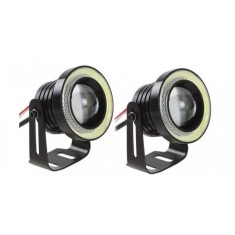 Set Proiectoare LED cu Lupa si Angel Eyes Auto Moto - 64mm