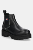 Tommy Jeans ghete chelsea de piele TJW URBAN CHELSEA BOOT culoarea negru, cu platformă, EN0EN02908