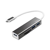 HUB extern LOGILINK, porturi USB: USB 3.0 x 3, conectare prin USB 3.2 Type C, cablu 0.1 m, alte porturi: SD, MicroSD, negru, &quot;UA0305&quot; (timbru verde 0.