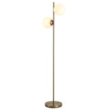 HOMCOM Lampă de Podea cu 2 Lumini și Abajururi Sferice, Lampă de Podea cu Comutator de Picior, Soclu E27, 39x28x165 cm, Aur | Aosom Romania