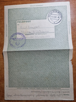 scrisoare cu stampila svastica - al 2-lea razboi mondial - din anul 1943 foto