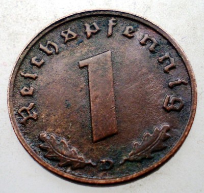 B.107 GERMANIA 1 REICHSPFENNIG 1939 D foto