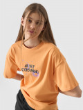 Tricou cu imprimeu pentru fete - portocaliu, 4F Sportswear