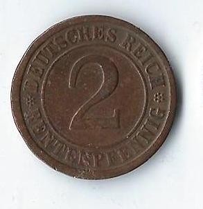 Moneda 2 reichspfennig 1924 E - Germania