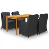 Cumpara ieftin Set de masă pentru grădină, 5 piese, negru