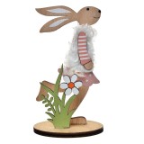 Cumpara ieftin Figurina Iepuras Paste lemn textil multicolor 6x4x12 cm