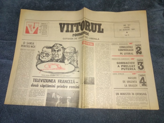 ZIARUL VIITORUL ROMANESC 23 AUGUST 1991