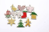 Set 10 Sabloane Cusut Craciun, Kit Creativ cu Ac Bont, Ate - DIY Artizanat, Modele Lemn 10cm, Cadou Ideal Incepatori &amp; Avansati