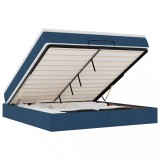 Cumpara ieftin Cadru de pat otoman cu saltea tesatura albastra 180x200cm