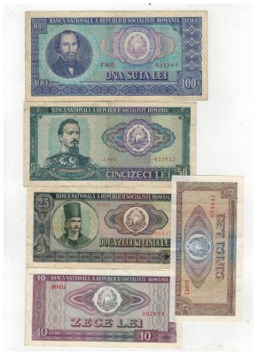 Lot 5 bancnote Romania 1966 foto