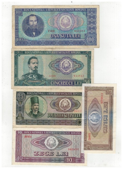 Lot 5 bancnote Romania 1966