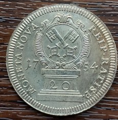 (A207) MONEDA DIN ARGINT - REPRODUCERE 20 KREUZER 1754, REGENSBURG - 1982