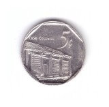 Moneda Cuba 5 centavos 2008, stare foarte buna, cu luciu