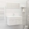 VidaXL Set mobilier de baie, 2 piese, alb extralucios, PAL 804806