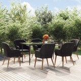 VidaXL Set de masă pentru grădină, 7 piese, cu perne, negru