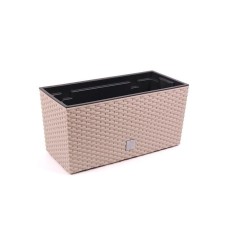 Jardiniera decorativa, imitatie ratan, cafeniu, 39.5x18.5x19.5 cm, Rato Case foto