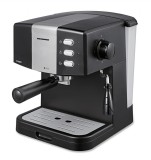 Espressor Heinner HEM-850BKSL, 850 W, 1.5 L, 15 bar, filtru dublu din inox, Negru/Argintiu