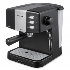 Espressor Heinner HEM-850BKSL, 850 W, 1.5 L, 15 bar, filtru dublu din inox, Negru/Argintiu