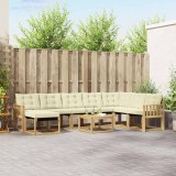 VidaXL Set canapele exterior 9 piese lemn acacia textilena alb crem perne rezistente