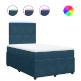Cumpara ieftin Pat box spring cu saltea, albastru, 120x200 cm, catifea