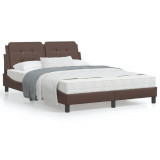 VidaXL Cadru de pat cu tăblie, maro, 120x200 cm, piele ecologică