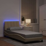 vidaXL Cadru de pat fără saltea cremă 90x190 cm țesătură