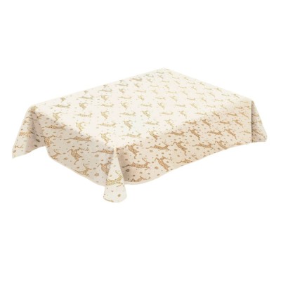 Față de masă Crăciun, Renifer, Ecru, 180x140 cm, Model Fulgi de Zăpadă, PEVA foto