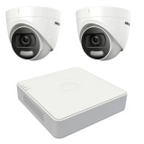 Sistem de supraveghere Hikvision 2 camere interior 5MP ColorVU, lumina alba 20m, DVR 4 canale TurboHD SafetyGuard Surveillance