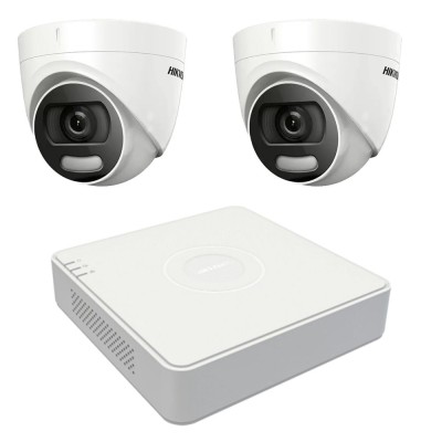 Sistem de supraveghere Hikvision 2 camere interior 5MP ColorVU, lumina alba 20m, DVR 4 canale 8 MP SafetyGuard Surveillance foto