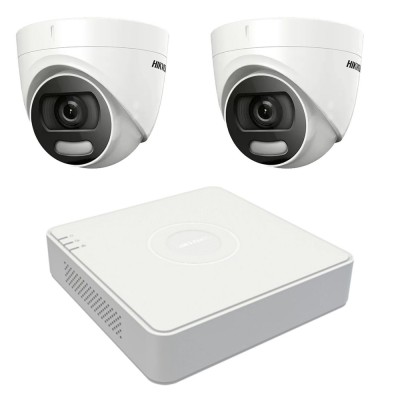 Sistem de supraveghere Hikvision 2 camere interior 5MP ColorVU, lumina alba 20m, DVR 4 canale TurboHD SafetyGuard Surveillance foto