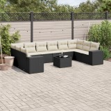 Cumpara ieftin Set canapele de grădină cu perne, 11 piese, negru, poliratan