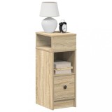 Set 2 Noptiere vidaXL Stejar Sonoma, 25x31x66 cm, cu Sertar, Maro, Lemn