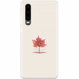 Husa silicon pentru Huawei P30, Autumn Tree Leaf Shape Illustration