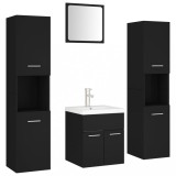 Cumpara ieftin Set mobilier de baie, negru, lemn prelucrat