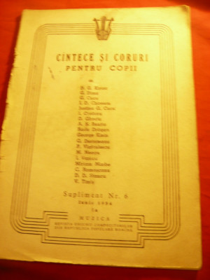 Culegere de Cantece pt.Copii si Coruri -Ed.1954 -Partituri , 39 pag. Ed.Uniunii foto