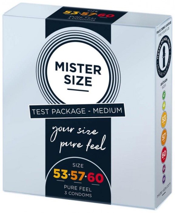 Prezervative Mister Size, Pachet De Test 3 Marimi Medium (53, 56, 60 mm), 3 Buc.