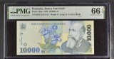 10000 lei 1999 PMG66 UNC bancnota gradata