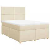 Cumpara ieftin Pat box spring cu saltea, crem, 140x200 cm, textil