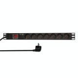 PDU LOGILINK 1U pt. rack 19 inch, 7 prize Schuko, intrare Schuko, max 16 A, protectie supratensiune, on/off, 2 m, &amp;quot;PDU7C01&amp;quot; (timbru verde 0.