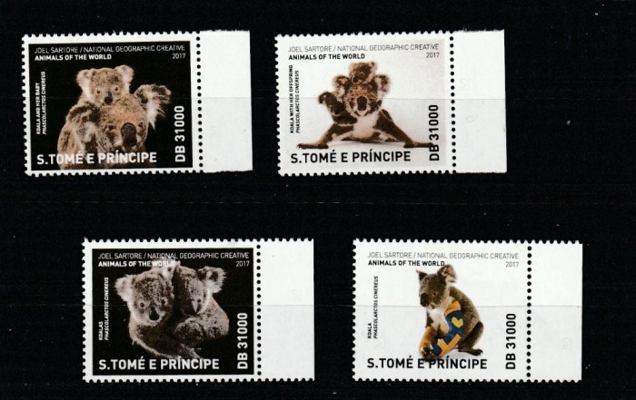 S.Tome e Principe 2017 - Fauna , Animalele lumii , Serie 4 valori , dantelate , MNH , Mi.7498-7501