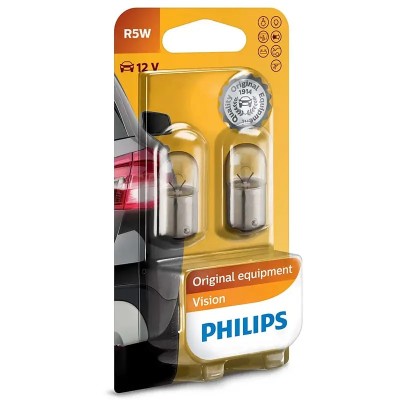 Set 2x bec auto 12V 5W BA15S R5W VISION PHILIPS 05546030 transparente foto