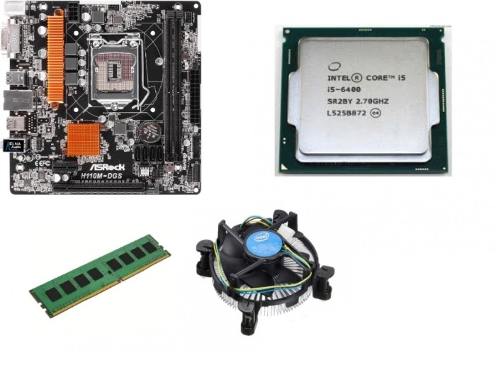 Kit Upgrade PC Asrock H110M-DGS &amp; Intel i5-6400, 3.3GHz Turbo, 1x16GB DDR4