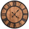 Ceas de Perete Vintage Lemn Metal XXL 60cm Maro Negru Cuart Design Retro Silentios
