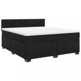 Cumpara ieftin Pat box spring cu saltea, negru, 180x200 cm, catifea