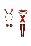 Set costum Ladybug pentru femei 5 piese: bandă de cap, ochelari, șosete, mănuși, cercei - o singură mărime