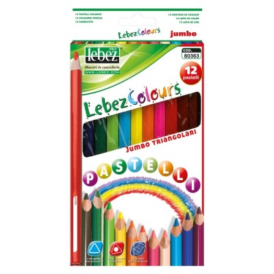 Set 12 creioane colorate jumbo, triunghiulare foto
