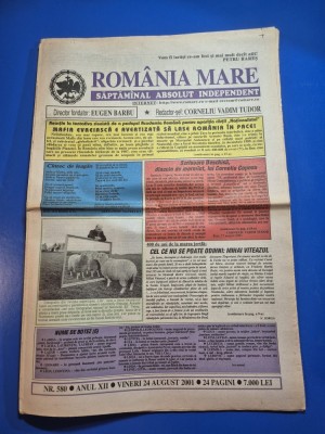 ziarul romania mare 24 august 2001 - redactor sef corneliu vadim tudor foto